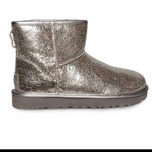 UGG CLASSIC MINI METALLIC SPARKLE GUNMETAL  WOMEN'S BOOTS SIZE US 6 NEW